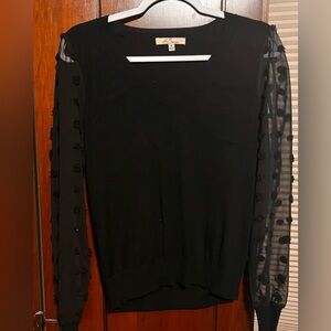 Elegant Black Sweater with Sheer Sleeves